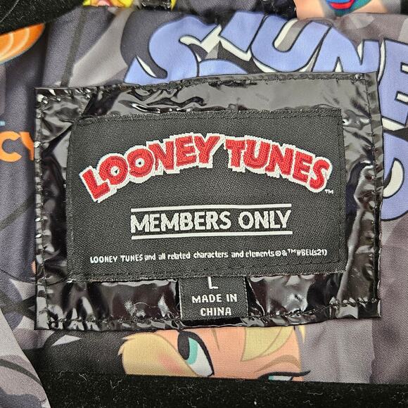 Members Only Space Jam Looney Tunes HiShine Black Puffer Jacket Large Lola Bunny - Picture 12 of 16